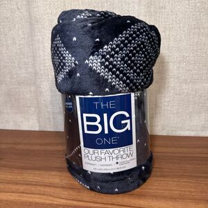 The Big One Navy Plush Throw Blanket 5 ft. by 6 ft.